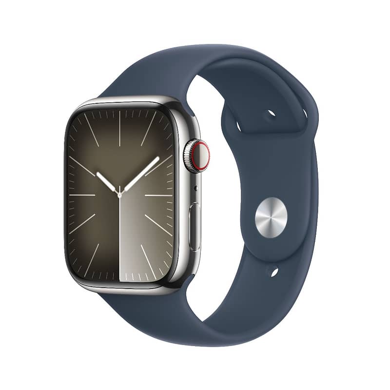 Apple Watch Series 9 GPS + Cellular 41mm Silver Stainless Steel Case with Storm Blue Sport Band Apple Watch Shop Online at Dubai Offers 2