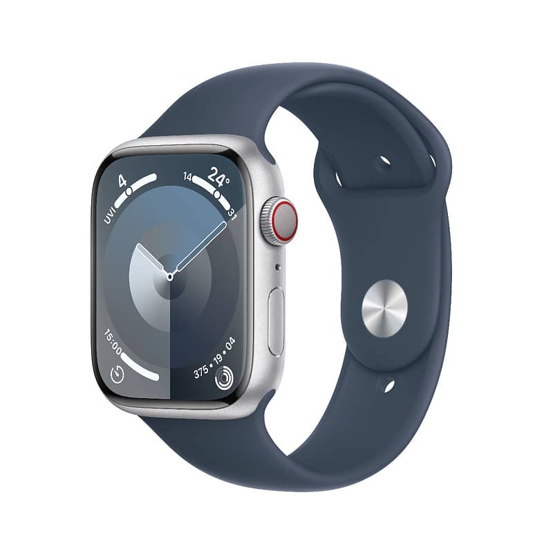 Apple Watch Series 9 GPS + Cellular 45mm Silver Aluminium Case with Storm Blue Sport Band – S/M Apple Watch Shop Online at Dubai Offers 2