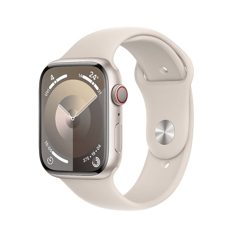 Apple Watch Series 9 GPS + Cellular 45mm Starlight Aluminium Case with Starlight Sport Band – M Apple Watch Shop Online at Dubai Offers 2