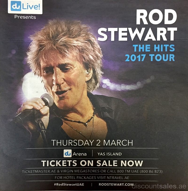 Rod Stewart (The Hits 2017 Tour) presented by Du Live Entertainment Offers Shop Online at Dubai Offers 2